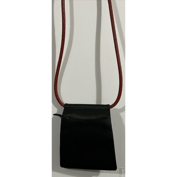 Vachet-Ta Italy Black Pebbled Leather Crossbody Bag Purse Unique Design - Picture 4 of 9